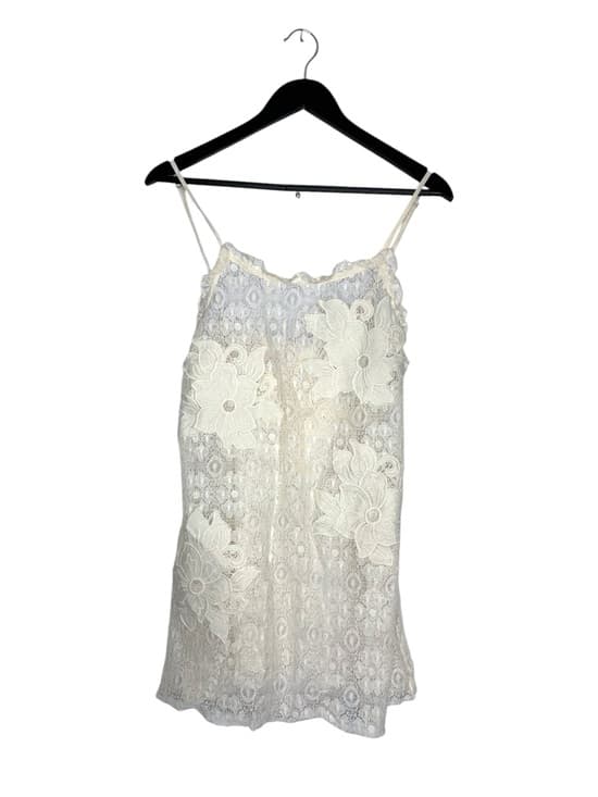 Native Rose LF Cream Lace Floral Slip Dress Applique Spaghetti Strap Size 8 - Thumbnail 7