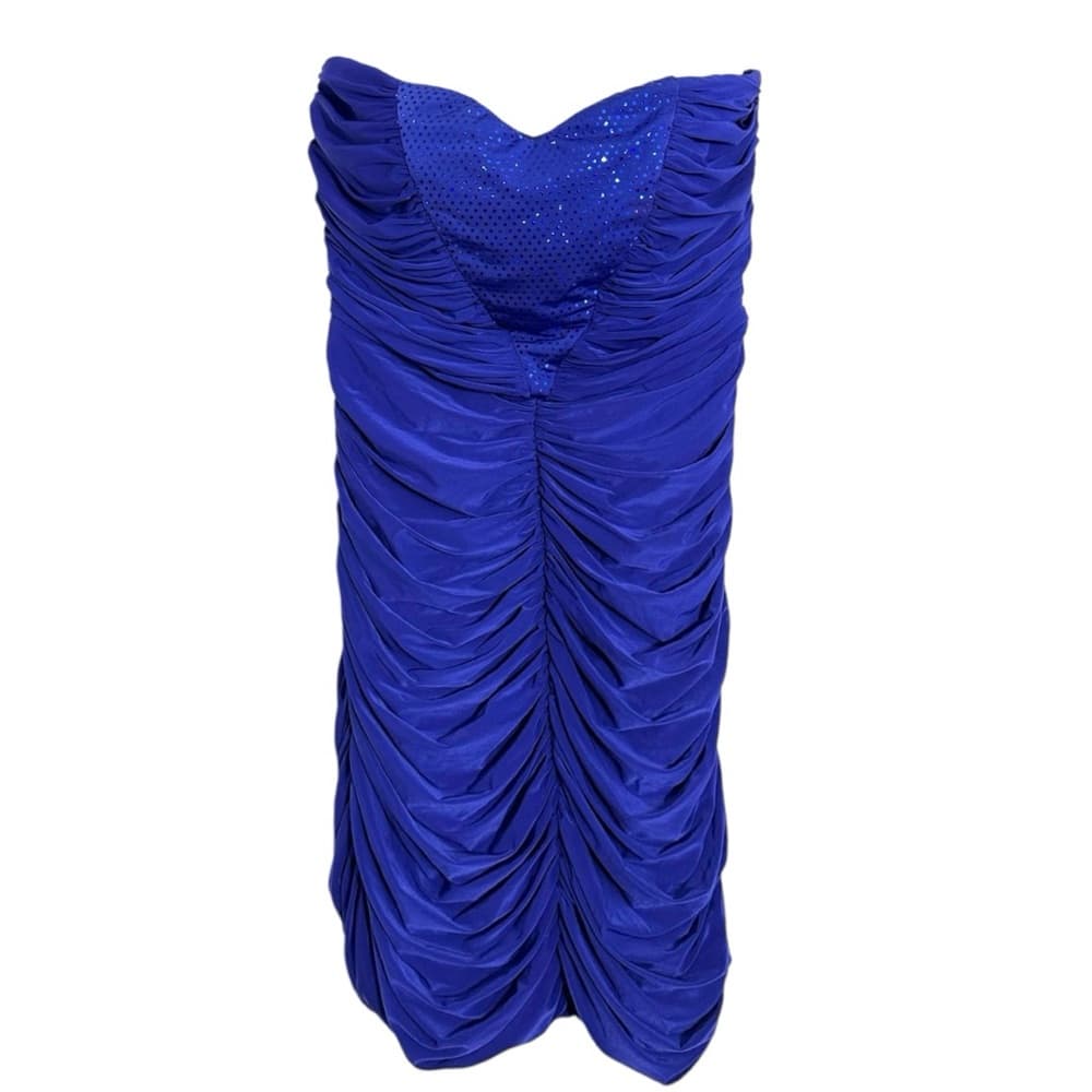 Love Reign Strapless Blue Ruched Sequined Sweetheart Mini Dress Y2K XL Juniors