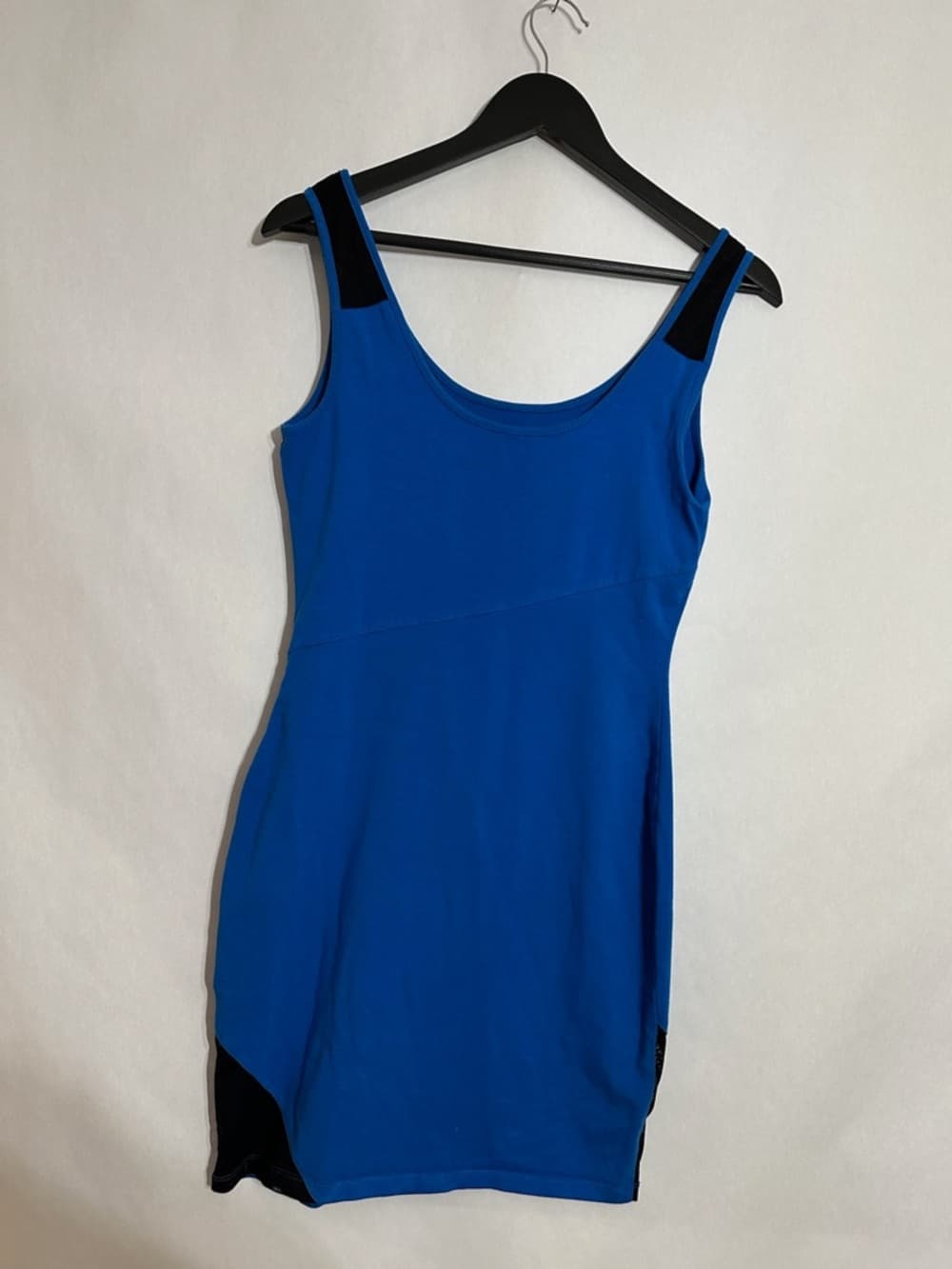 Rock & Republic Blue Bodycon Mini Dress Colorblock Mesh Size Small Y2K Baddie - Thumbnail 2