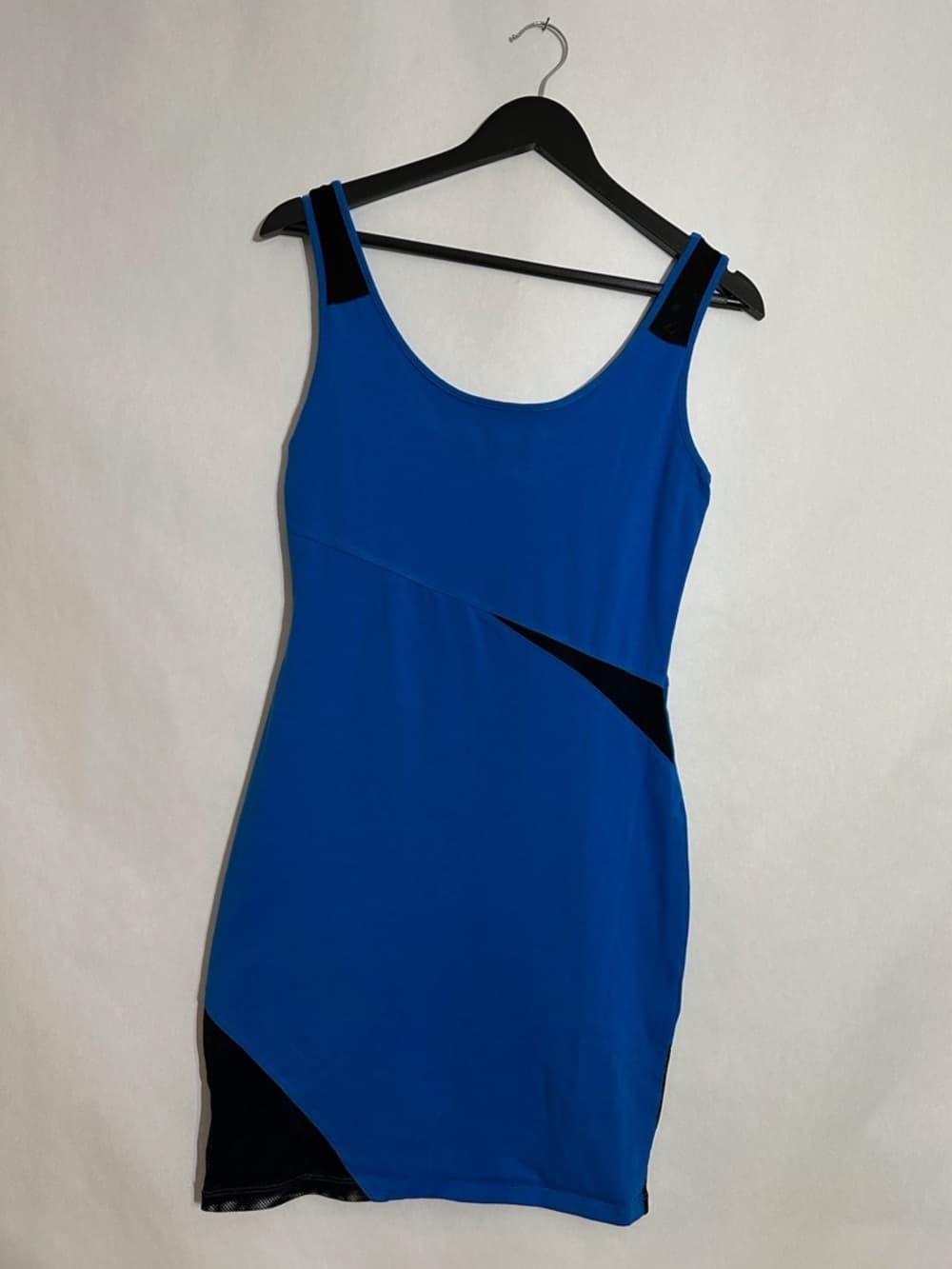 Rock & Republic Blue Bodycon Mini Dress Colorblock Mesh Size Small Y2K Baddie