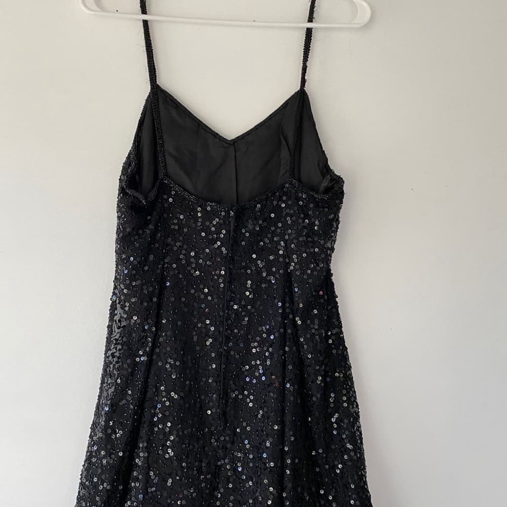 Laurence Kazar Vintage 80s Black Sequin Slip Dress Size PM (See Note on Size) - Thumbnail 11