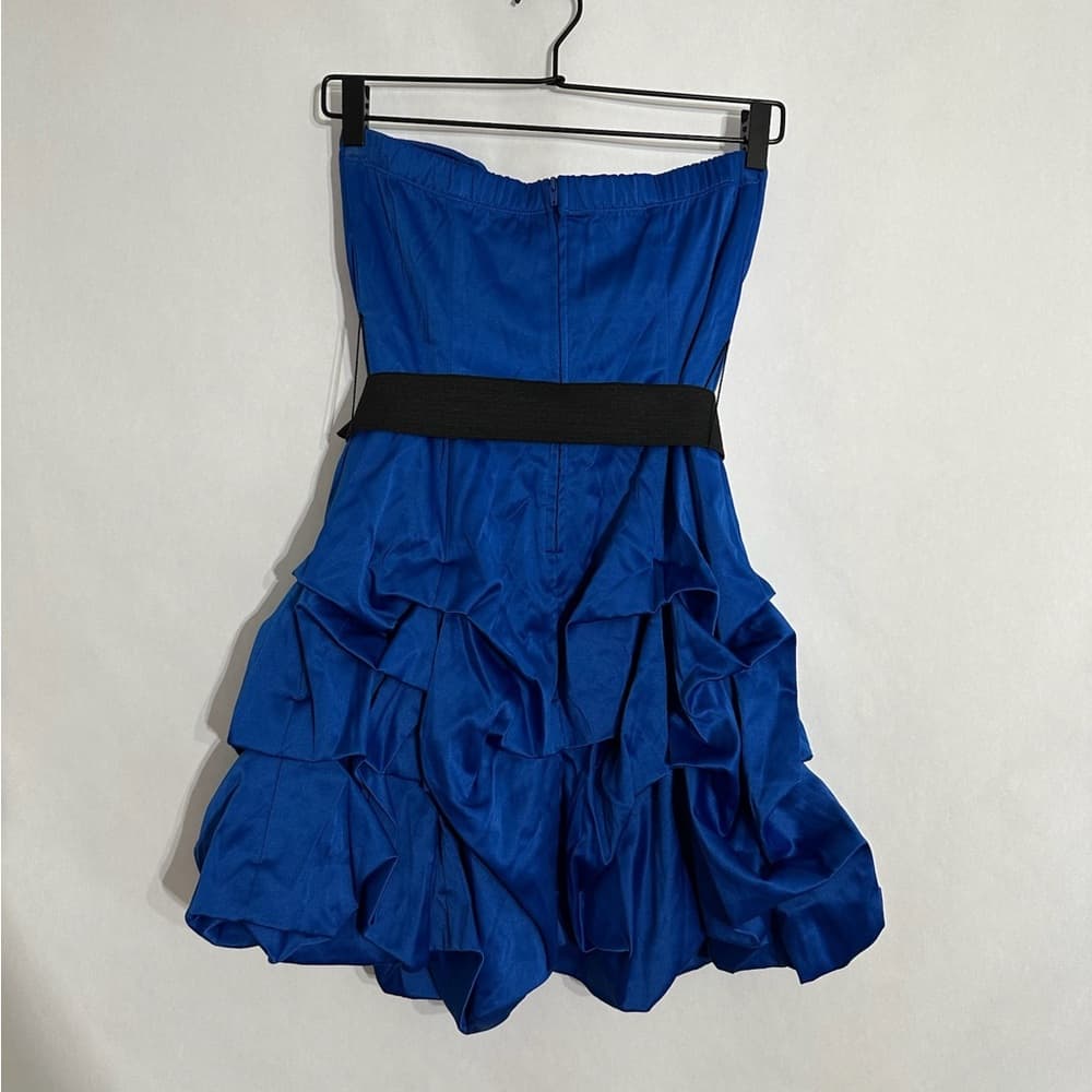 Ruby Rox Blue Black Strapless Ruffle Skirt Party Dress Bow Y2K Size 5 (Juniors) - Thumbnail 3