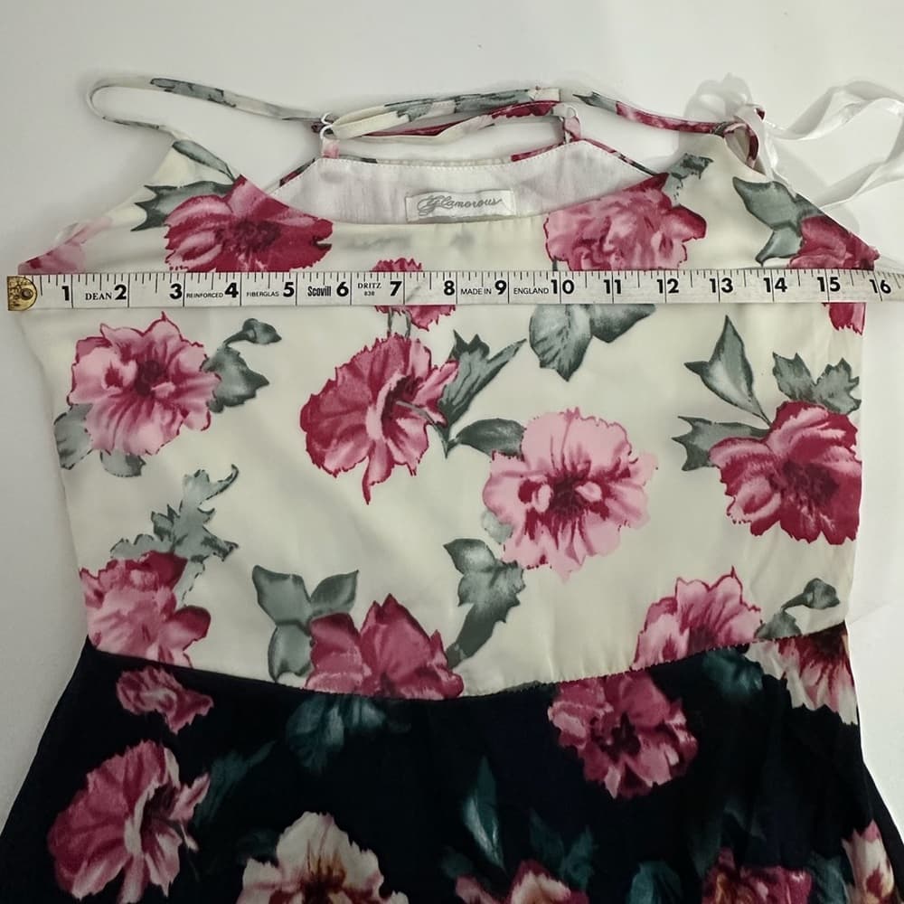 Glamorous Pink Floral Spaghetti Strap Fit Flare Dress Likely XS SEE SIZE NOTES - Thumbnail 7
