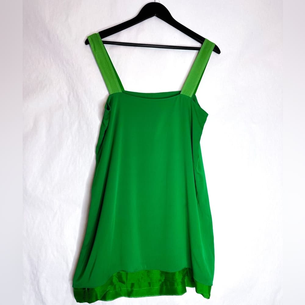 Alice + Olivia Green Tank Silk Mini Dress / Top Size Medium | Vintage Y2K - Thumbnail 3