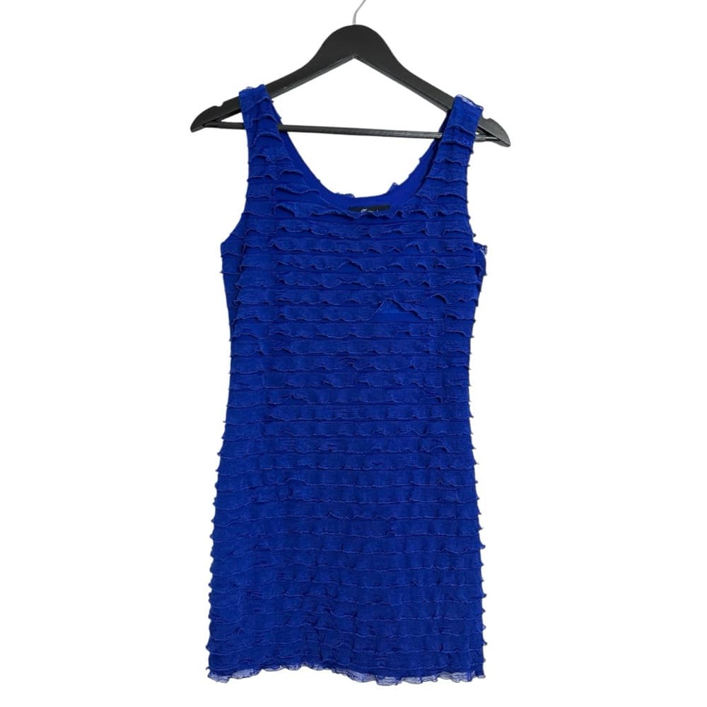 Forever 21 Blue Ruffle Layered Tank Dress Mini Y2K Size Medium Bodycon - Thumbnail 6