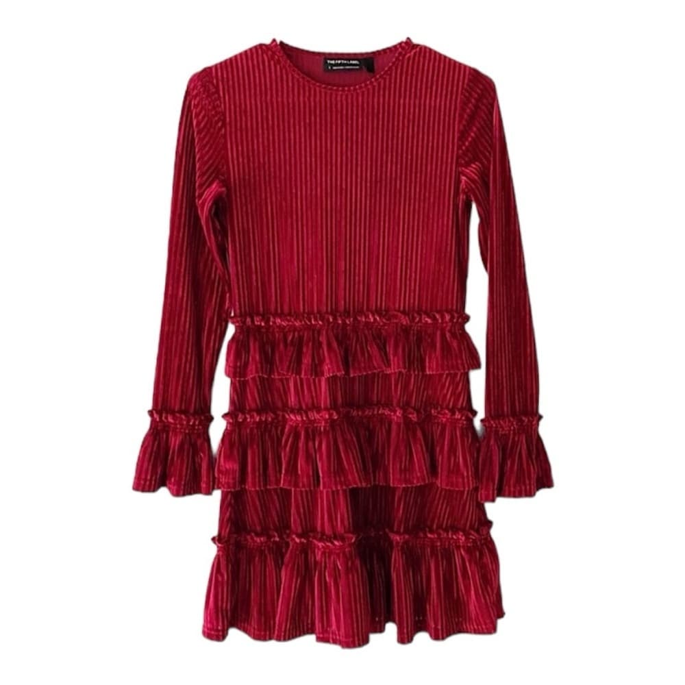 The Fifth Label Adore Velvet Ruffle Dress - Size Small, Cherry