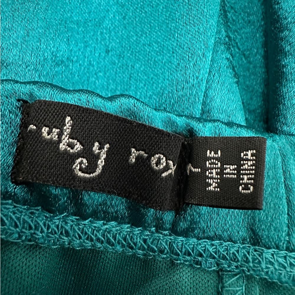 Ruby Rox Teal Strapless Dress Ruffled Skirt Black Waist Sash Size 7 Junior Party - Thumbnail 3