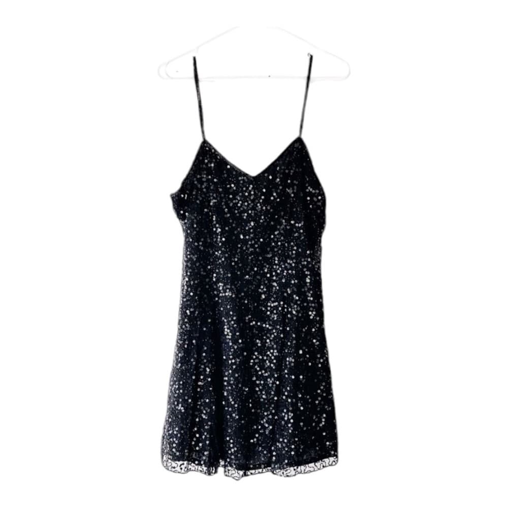 Laurence Kazar Vintage 80s Black Sequin Slip Dress Size PM (See Note on Size) - Thumbnail 15