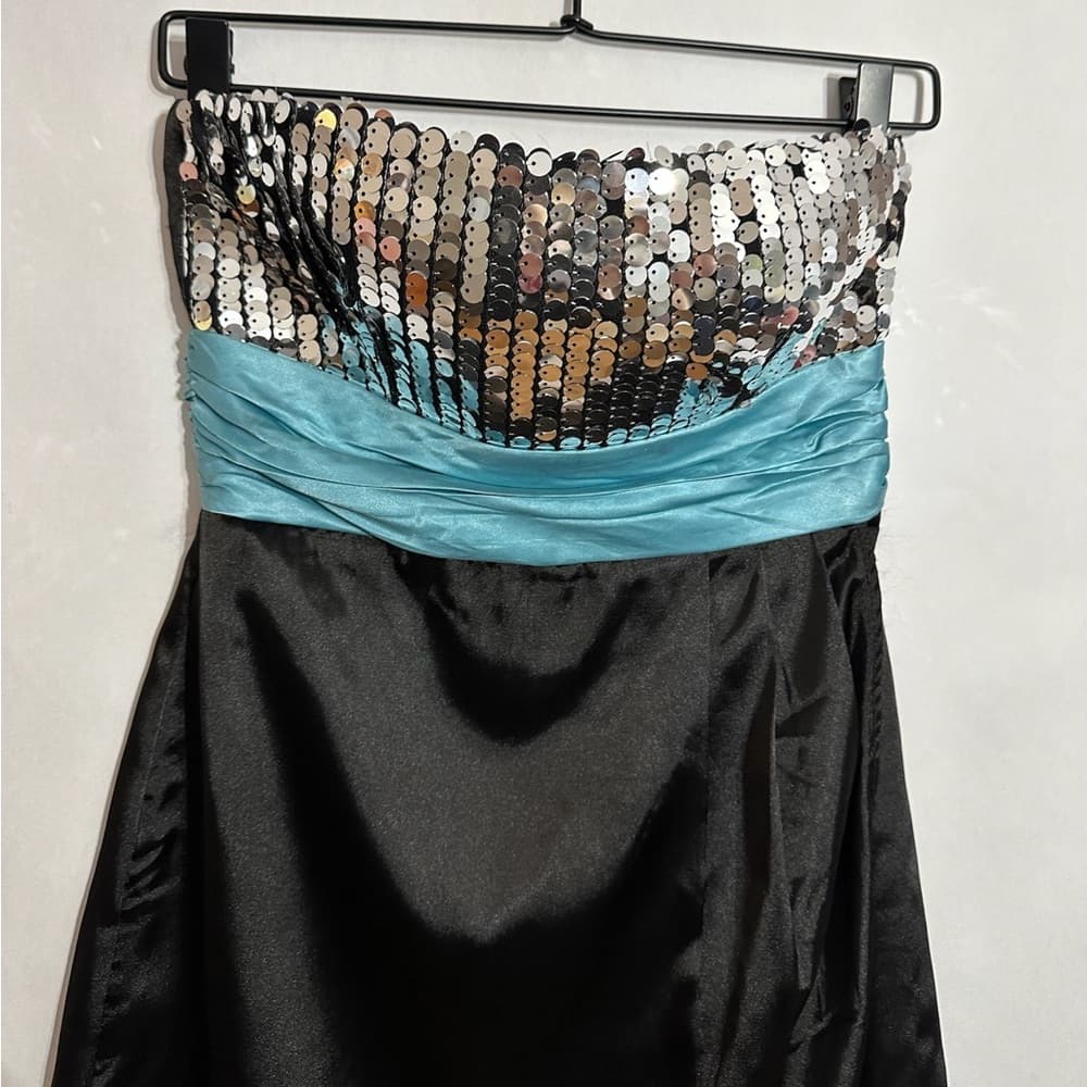 Speechless Strapless Sequin Party Dress Black Silver Waist Size 5 Juniors Y2K - Thumbnail 2
