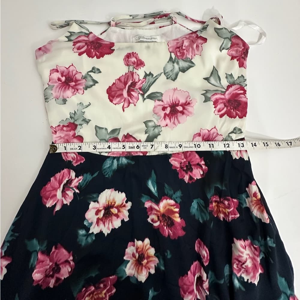 Glamorous Pink Floral Spaghetti Strap Fit Flare Dress Likely XS SEE SIZE NOTES - Thumbnail 6