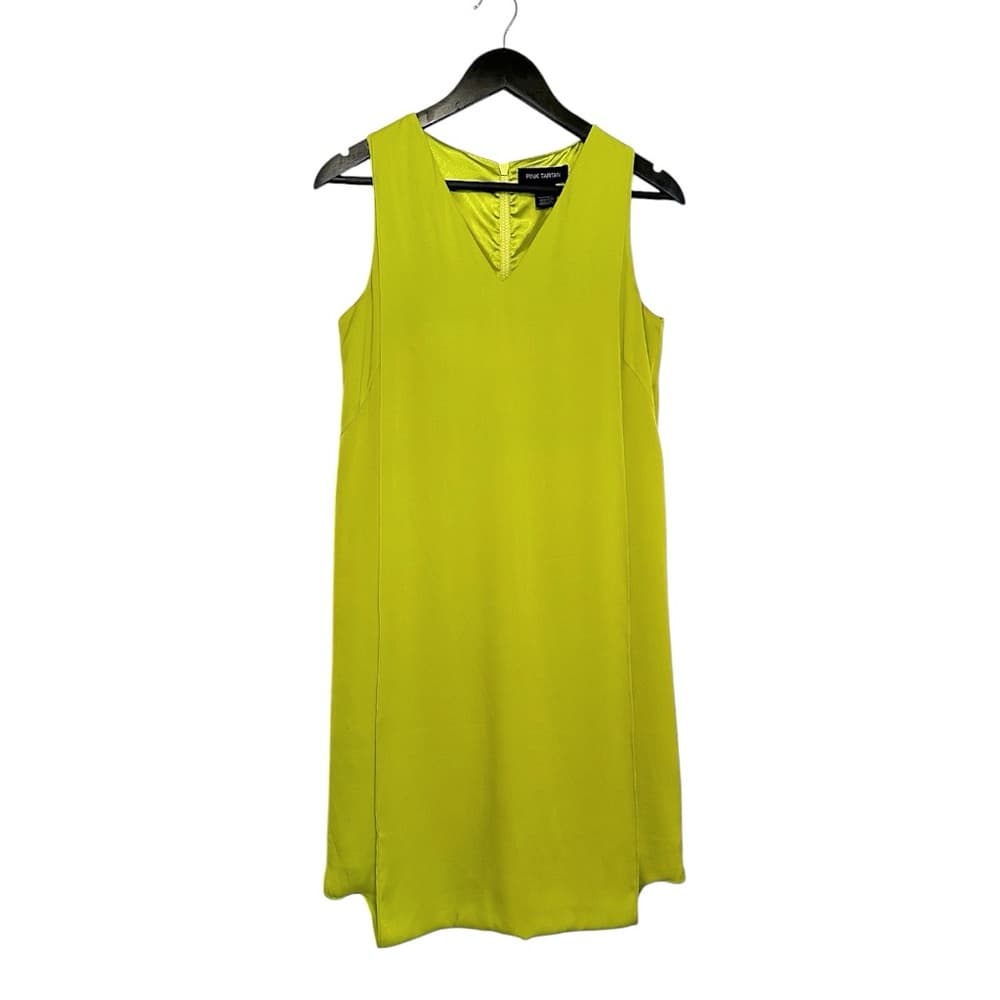 Pink Tartan Chartreuse Lime Sleeveless Shift Dress XS Zipper Detail SEE NOTES - Thumbnail 9