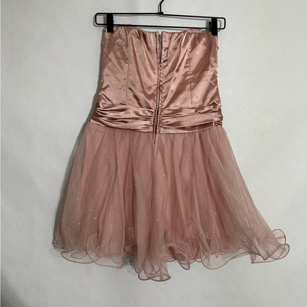 Speechless Strapless Sequin Tulle Party Cocktail Dress Y2K Juniors Size 7 - Thumbnail 4