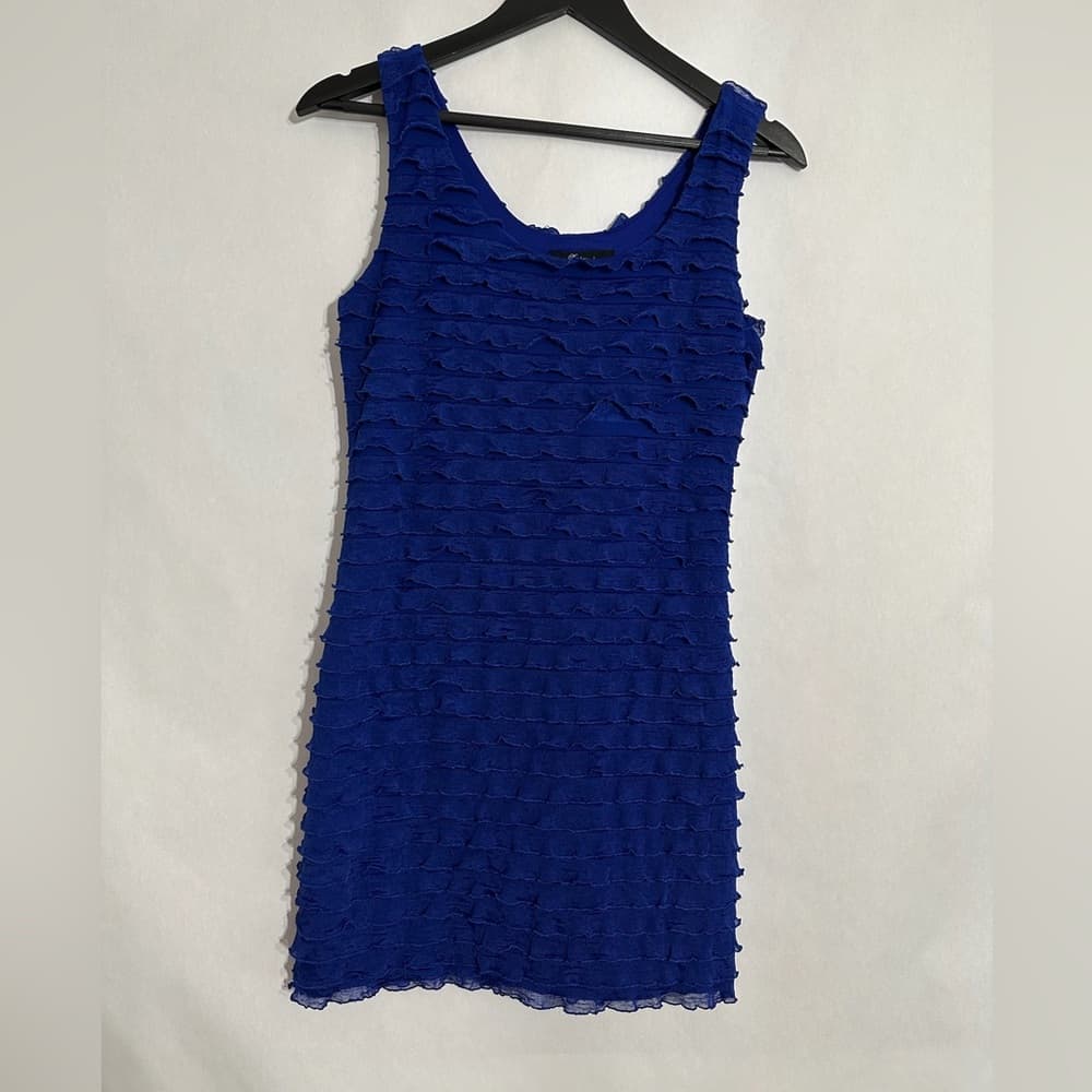 Forever 21 Blue Ruffle Layered Tank Dress Mini Y2K Size Medium Bodycon