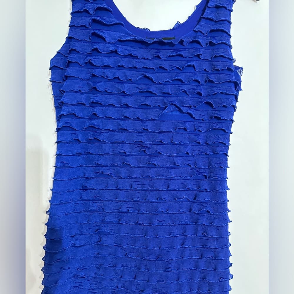 Forever 21 Blue Ruffle Layered Tank Dress Mini Y2K Size Medium Bodycon - Thumbnail 2