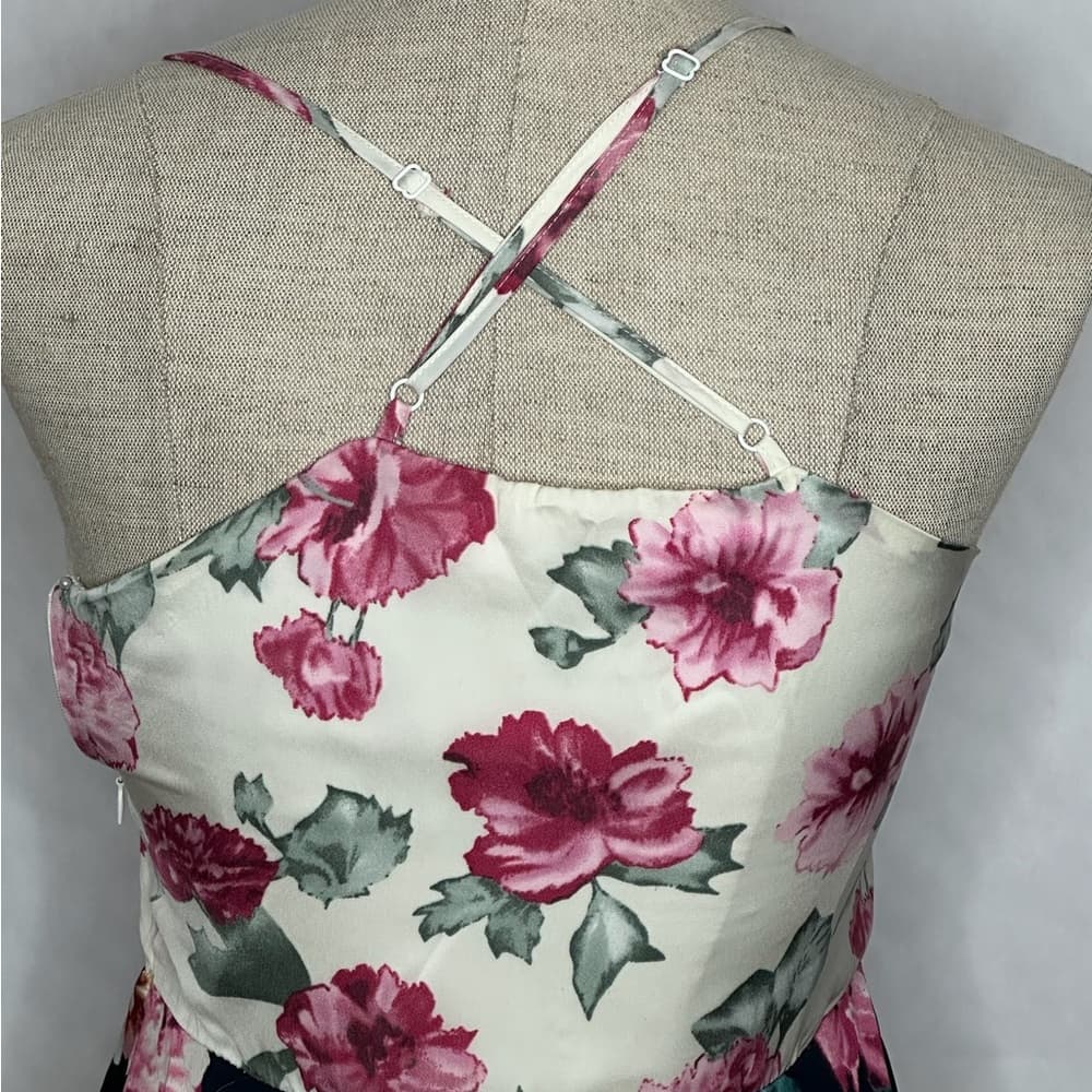 Glamorous Pink Floral Spaghetti Strap Fit Flare Dress Likely XS SEE SIZE NOTES - Thumbnail 5