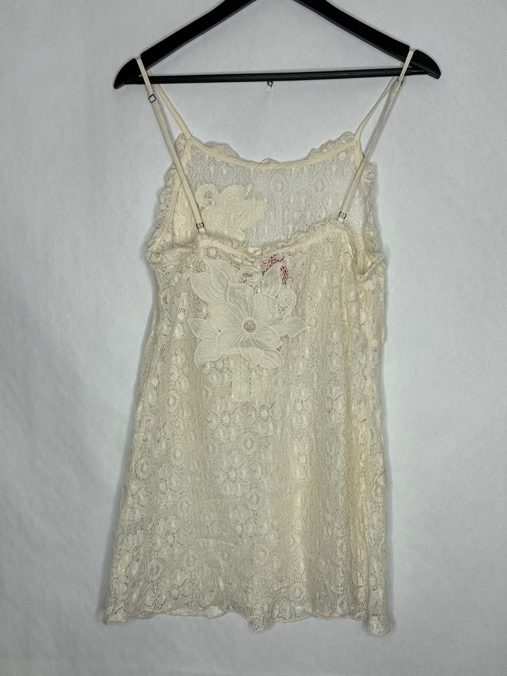 Native Rose LF Cream Lace Floral Slip Dress Applique Spaghetti Strap Size 8 - Thumbnail 2