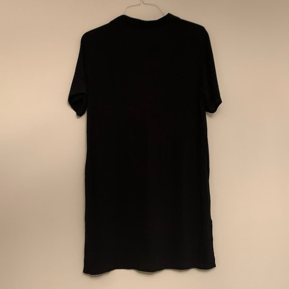 Very J Women's Black Button-Up Short Sleeve Collar Dress Size Medium - Thumbnail 6