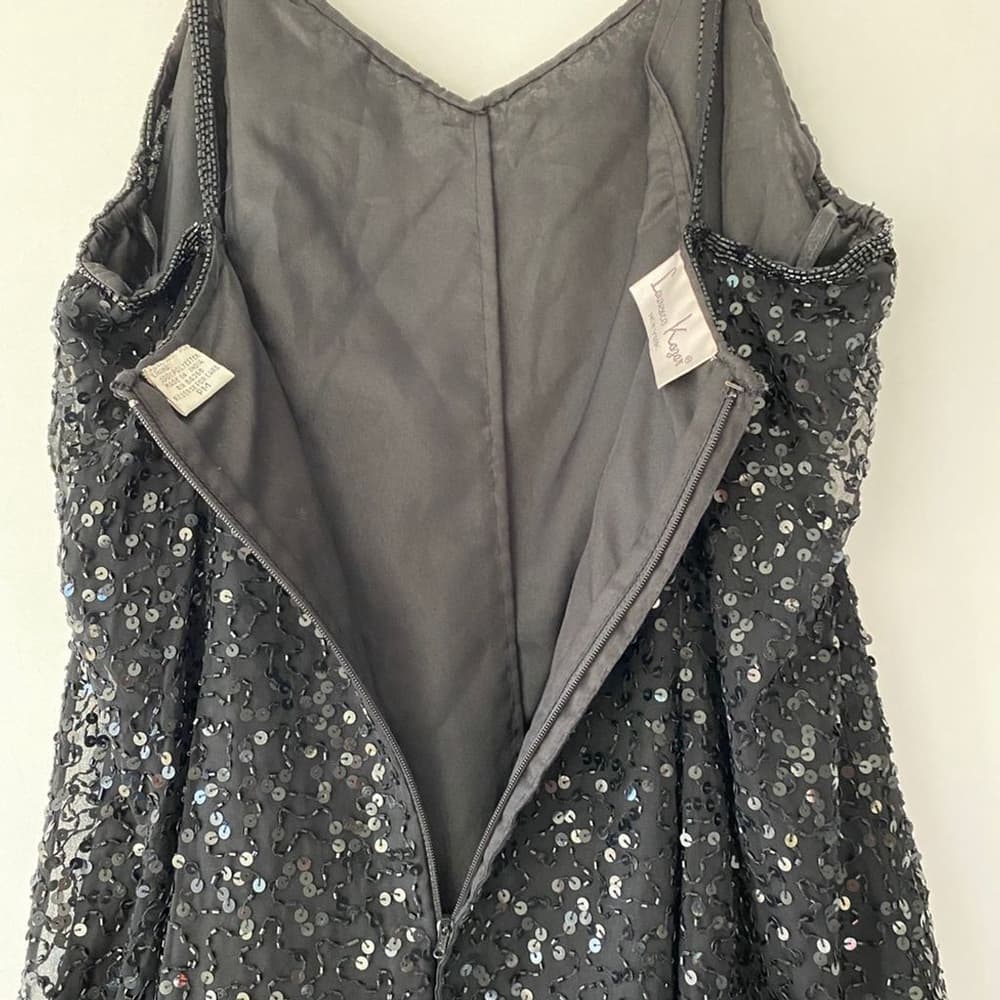 Laurence Kazar Vintage 80s Black Sequin Slip Dress Size PM (See Note on Size) - Thumbnail 8