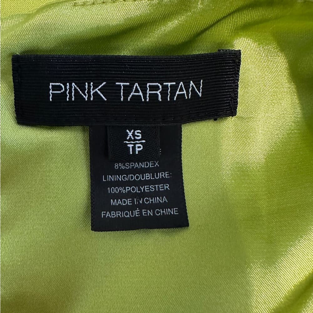 Pink Tartan Chartreuse Lime Sleeveless Shift Dress XS Zipper Detail SEE NOTES - Thumbnail 7