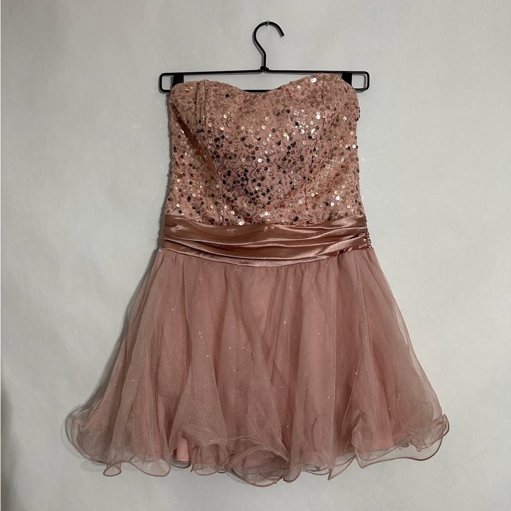 Speechless Strapless Sequin Tulle Party Cocktail Dress Y2K Juniors Size 7