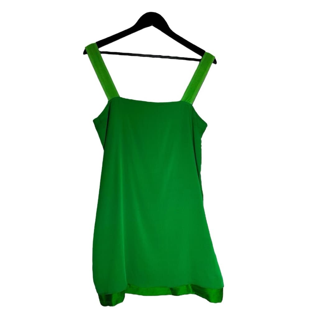 Alice + Olivia Green Tank Silk Mini Dress / Top Size Medium | Vintage Y2K - Thumbnail 2