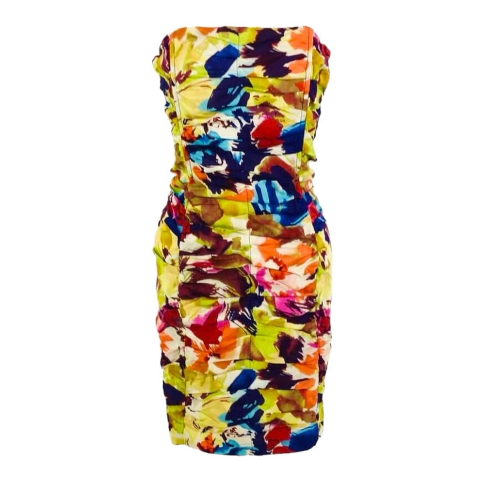 NWT BB Dakota Strapless Ruched Watercolor Floral Print Mini Dress Size 10 - Thumbnail 3