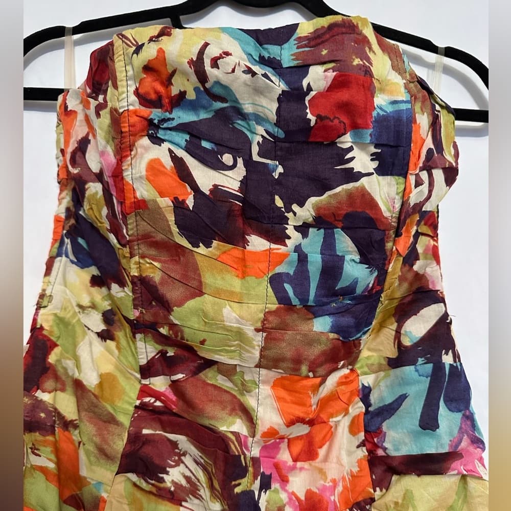 NWT BB Dakota Strapless Ruched Watercolor Floral Print Mini Dress Size 10 - Thumbnail 7