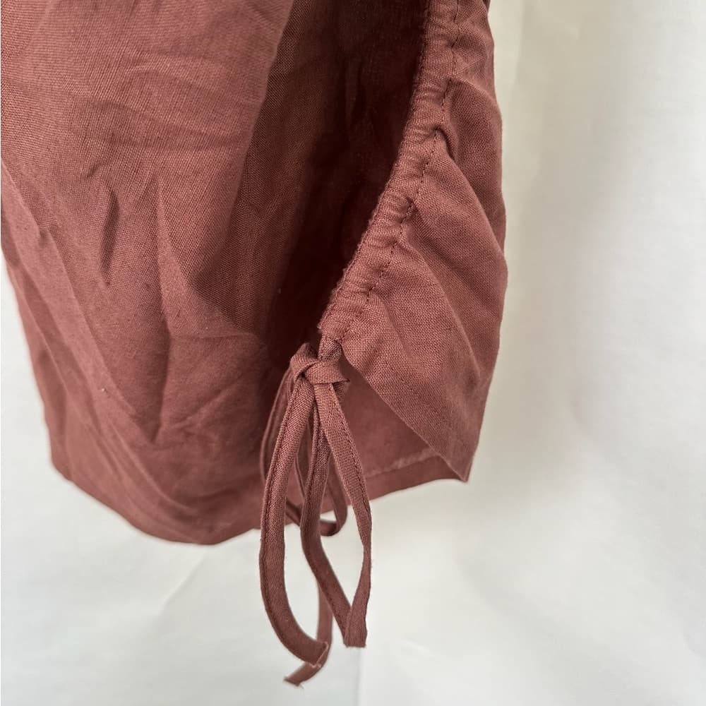 NWT ASOS Design Cowl Neck Beach Mini Dress “Brown” Ruched Tie Side Low Back Sz 0 - Thumbnail 13
