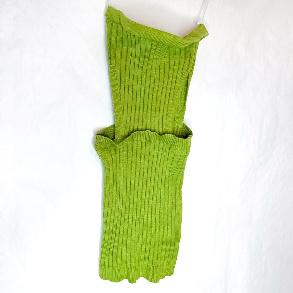 Princess Polly Olia Mini Dress Green Ribbed Cut Out Tube Dress in Size M/L - Thumbnail 9