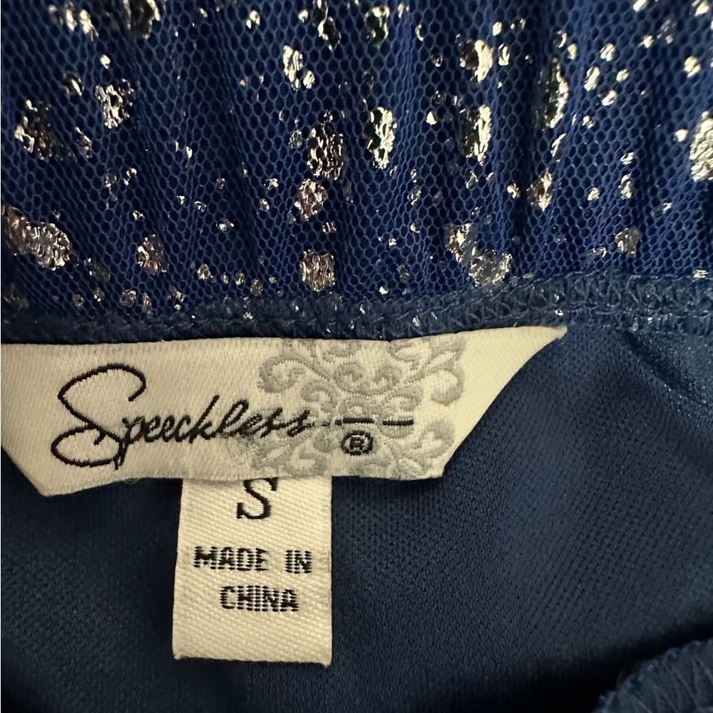 Speechless Glitter Bodice Layered Ruffle Mini Dress Y2K Blue & Black Size Small - Thumbnail 4