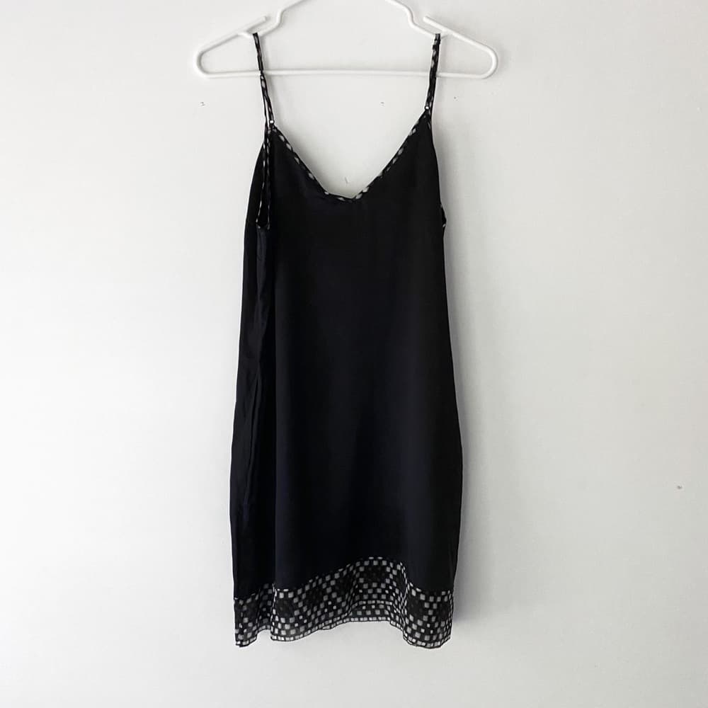 NWT 7 For All Mankind Mini Slip Dress 100% Silk Printed Trim Size Medium Y2K - Thumbnail 3