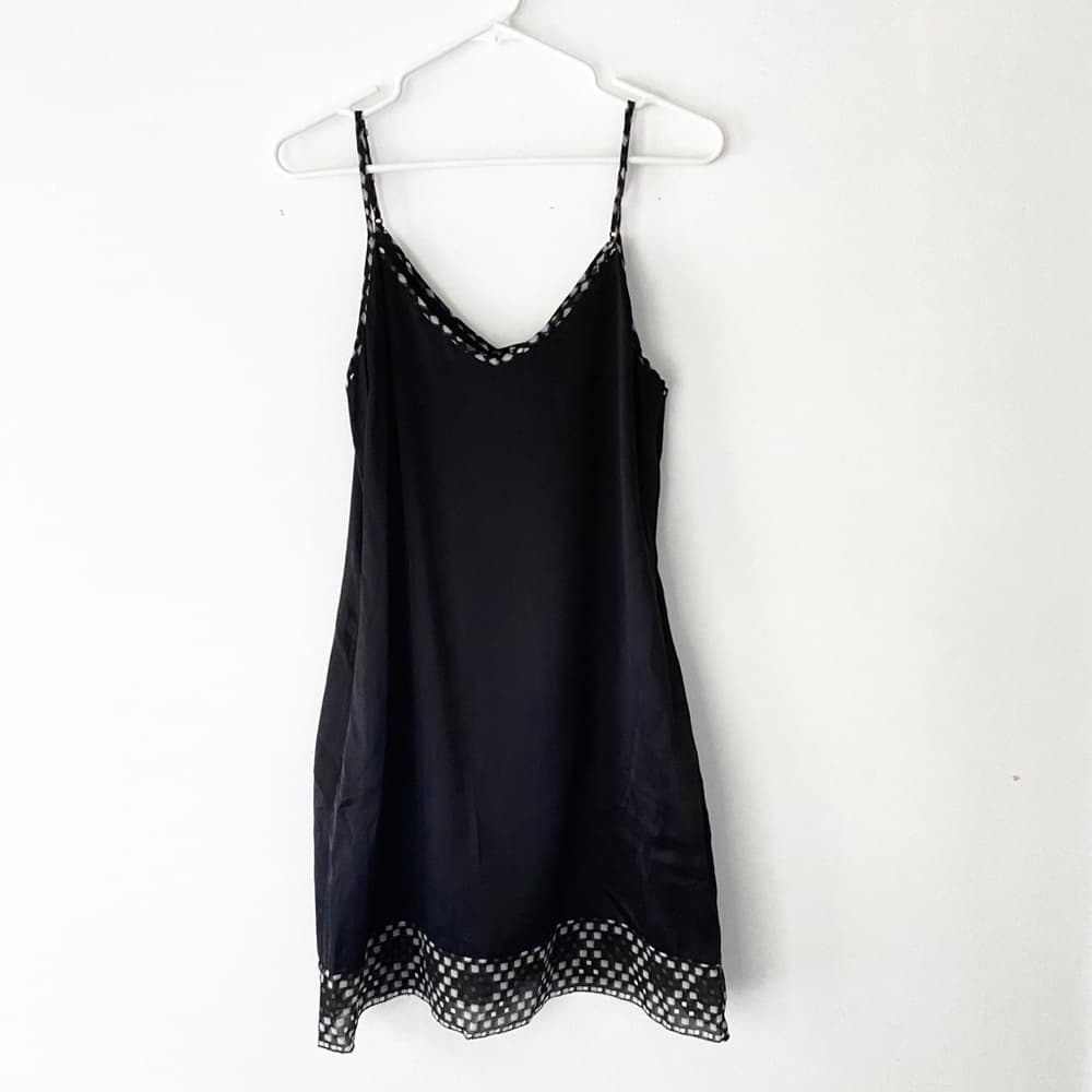 NWT 7 For All Mankind Mini Slip Dress 100% Silk Printed Trim Size Medium Y2K - Thumbnail 4