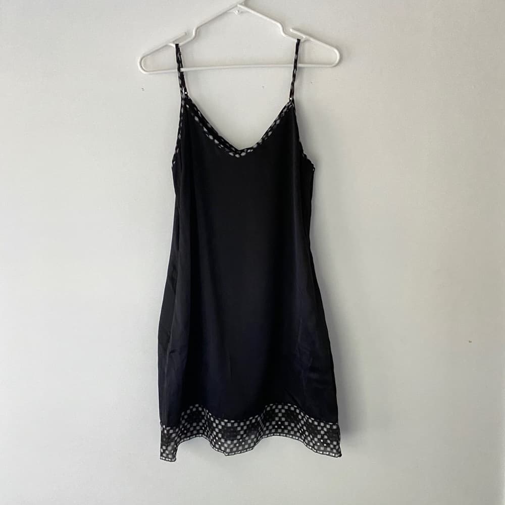 NWT 7 For All Mankind Mini Slip Dress 100% Silk Printed Trim Size Medium Y2K - Thumbnail 8