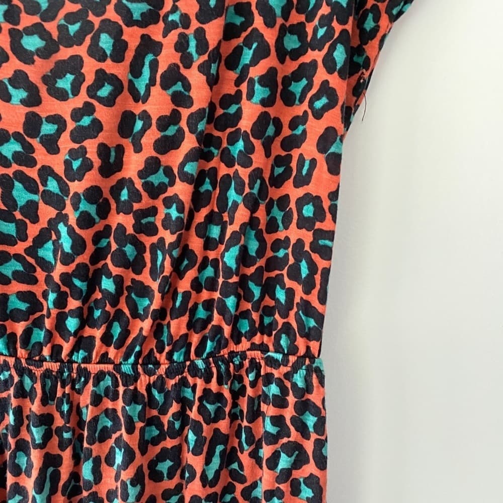 Neon Orange Teal Cheetah Print Mini Dress - Thumbnail 5