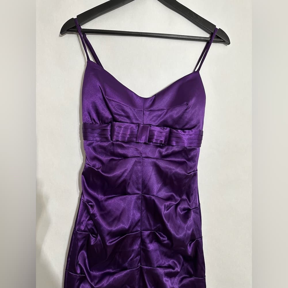 B. Darlin Purple Mini Cocktail Party Dress with Bow Detail Y2K Juniors Size 5/6 - Thumbnail 4
