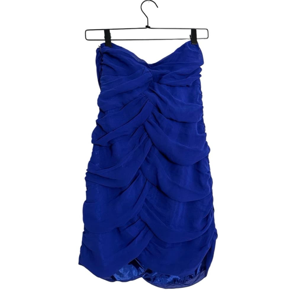 Forever 21 Blue Strapless Ruched Bodycon Mini Dress Size Small Y2K Party - Thumbnail 8