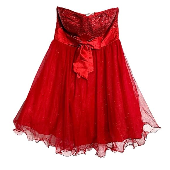 Deb Strapless Red Tulle Corset Dress Lace Up Party Prom Homecoming 11/12 Juniors - Thumbnail 10