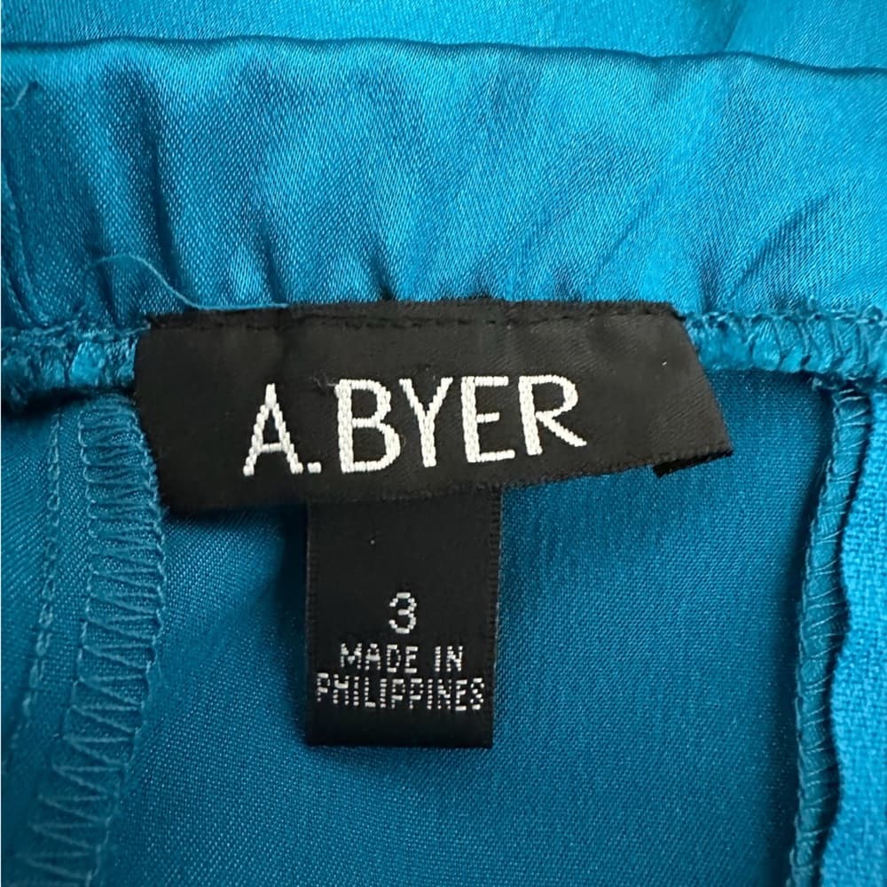 NWT A. Byer Satin Teal Cocktail Dress Pleated Bodice Size 3 | Y2K Deadstock Prom - Thumbnail 5