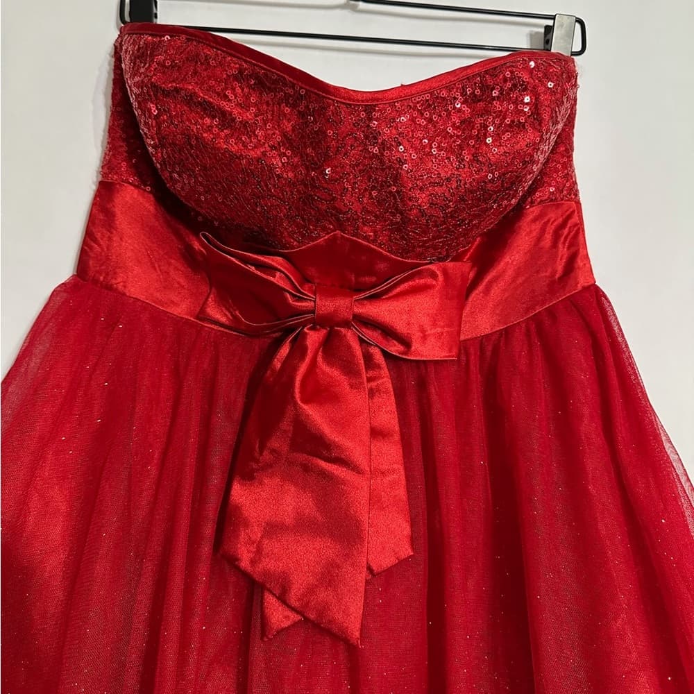 Deb Strapless Red Tulle Corset Dress Lace Up Party Prom Homecoming 11/12 Juniors - Thumbnail 2