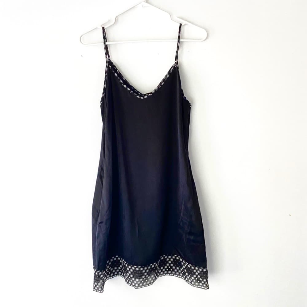 NWT 7 For All Mankind Mini Slip Dress 100% Silk Printed Trim Size Medium Y2K