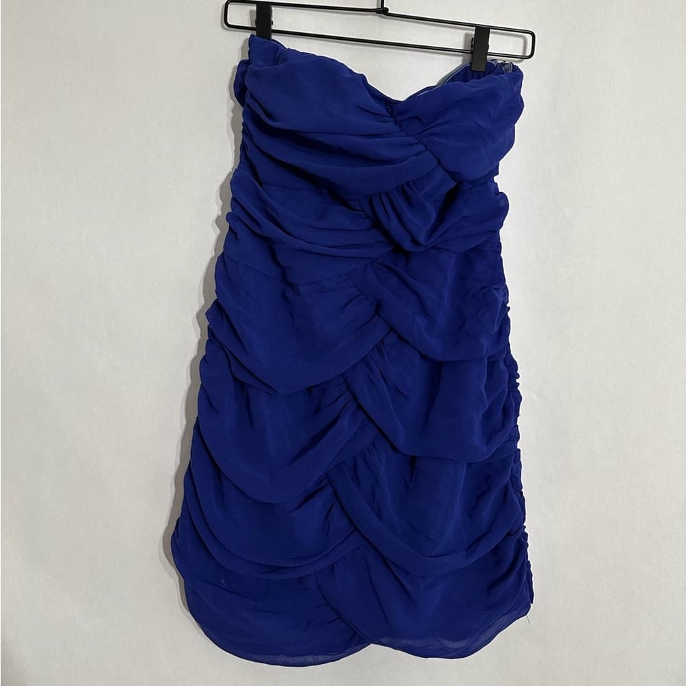 Forever 21 Blue Strapless Ruched Bodycon Mini Dress Size Small Y2K Party - Thumbnail 5