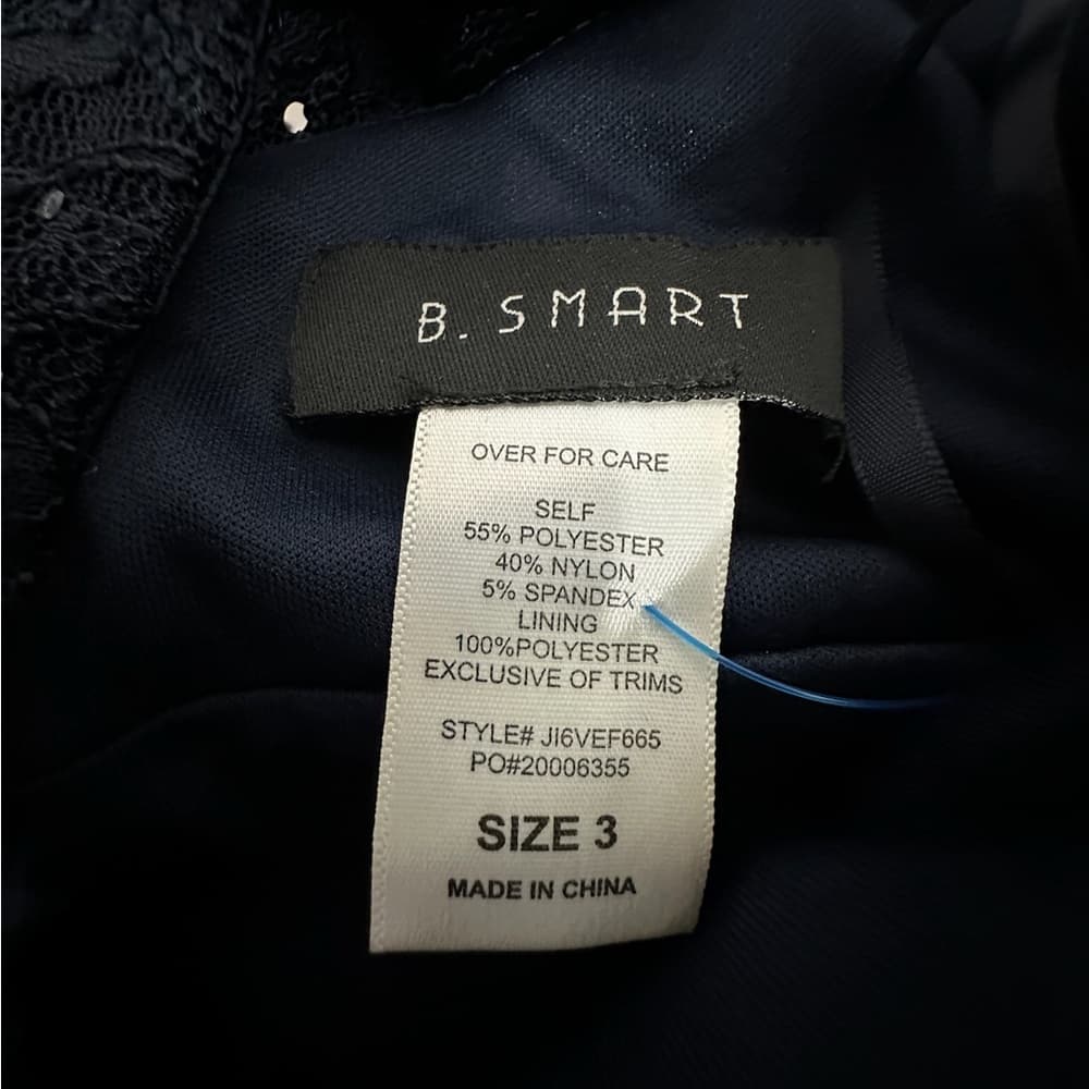 B. Smart Navy Lace Rhinestone Embellished Cocktail Dress Y2K Size 3 Juniors - Thumbnail 6