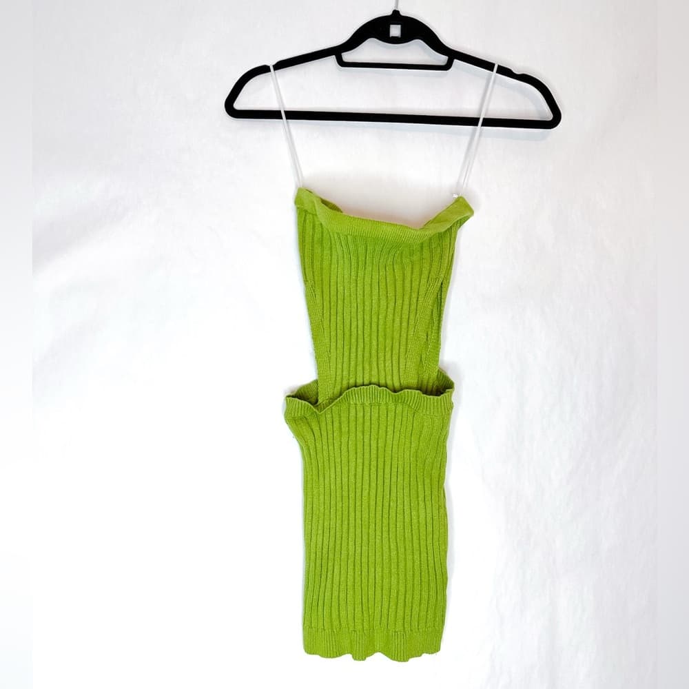 Princess Polly Olia Mini Dress Green Ribbed Cut Out Tube Dress in Size M/L - Thumbnail 8