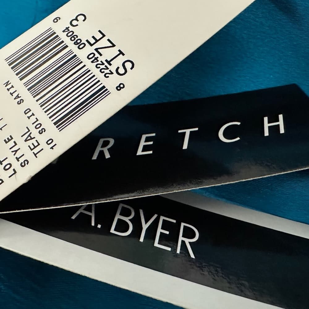 NWT A. Byer Satin Teal Cocktail Dress Pleated Bodice Size 3 | Y2K Deadstock Prom - Thumbnail 4