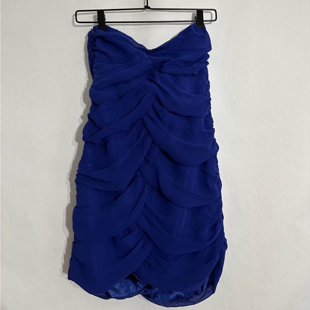 Forever 21 Blue Strapless Ruched Bodycon Mini Dress Size Small Y2K Party - Thumbnail 7