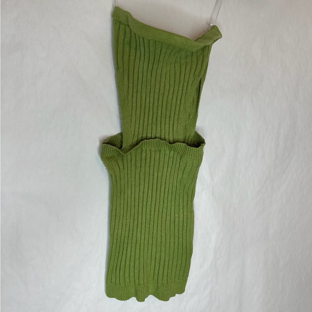 Princess Polly Olia Mini Dress Green Ribbed Cut Out Tube Dress in Size M/L - Thumbnail 11