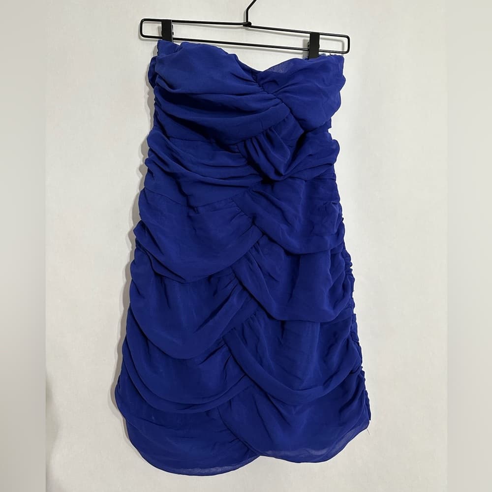 Forever 21 Blue Strapless Ruched Bodycon Mini Dress Size Small Y2K Party - Thumbnail 6