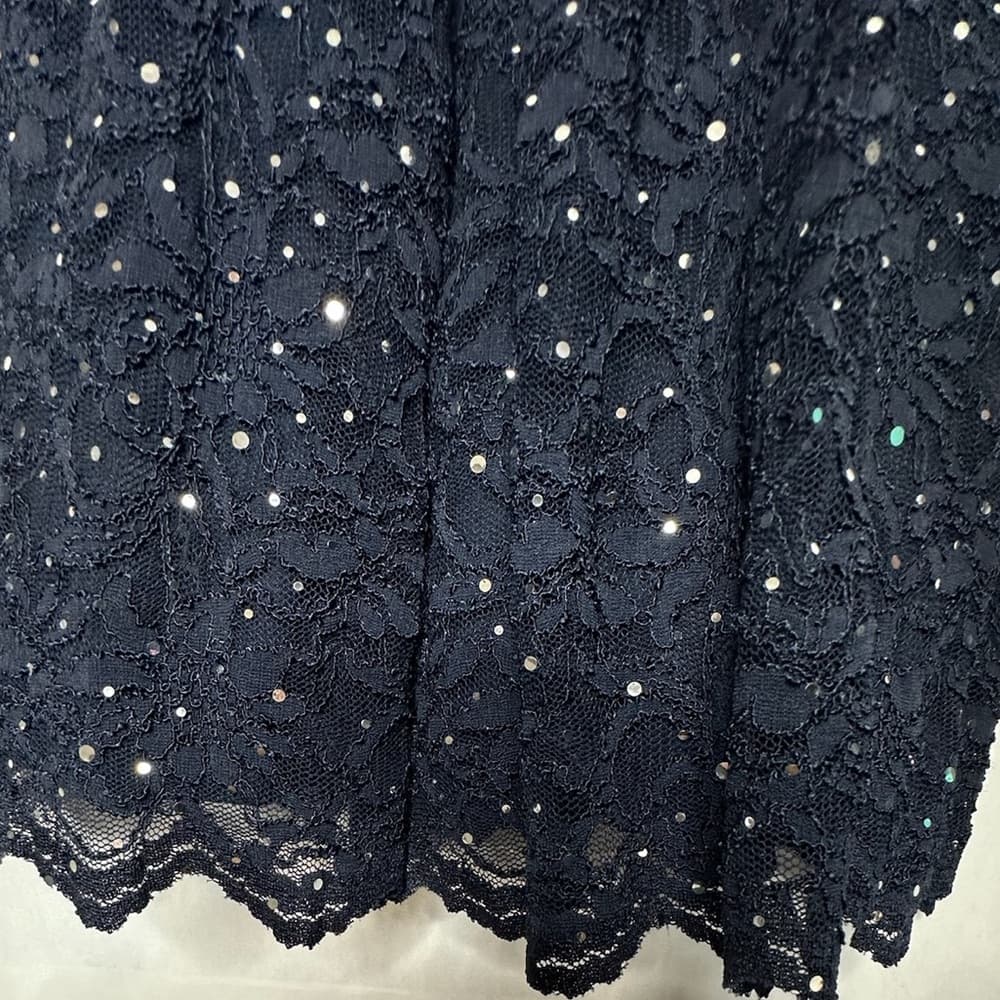 B. Smart Navy Lace Rhinestone Embellished Cocktail Dress Y2K Size 3 Juniors