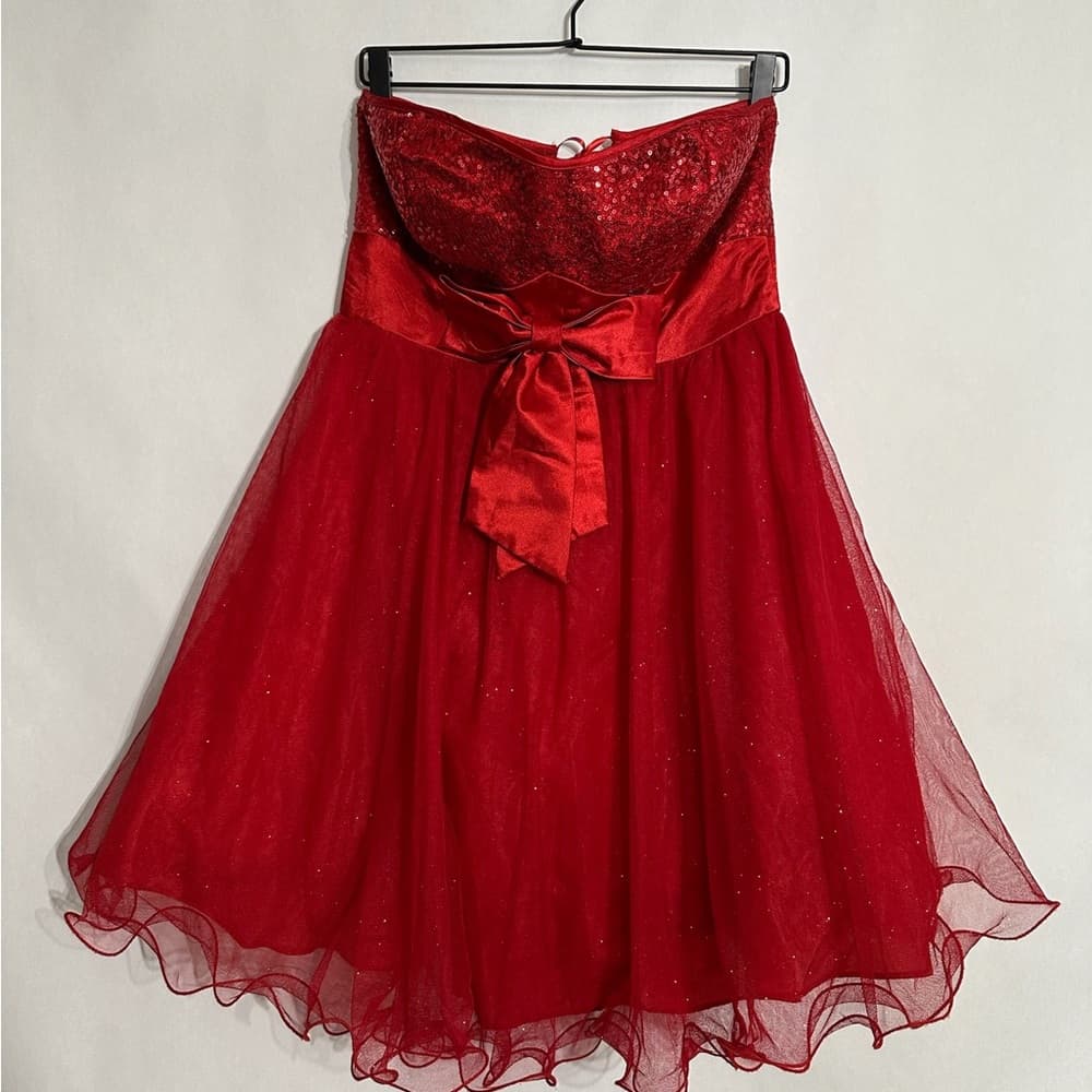 Deb Strapless Red Tulle Corset Dress Lace Up Party Prom Homecoming 11/12 Juniors