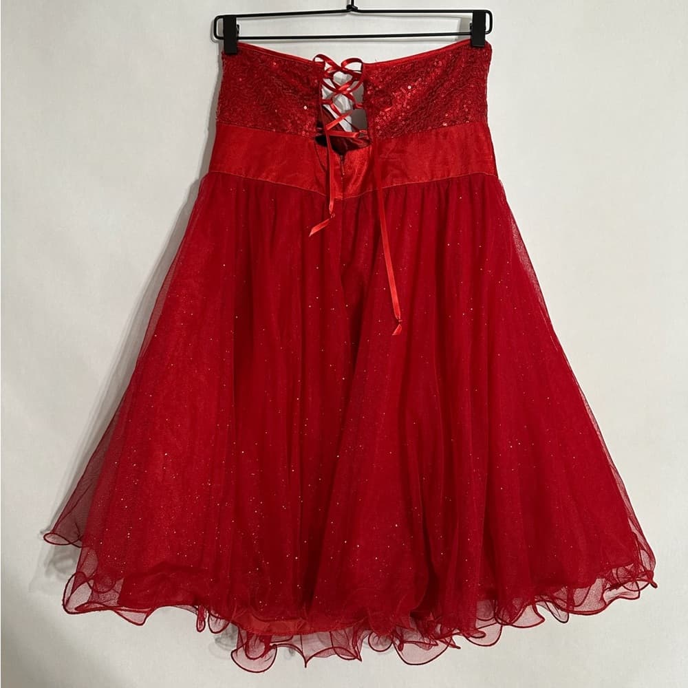 Deb Strapless Red Tulle Corset Dress Lace Up Party Prom Homecoming 11/12 Juniors - Thumbnail 6